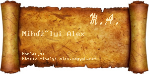 Mihályi Alex névjegykártya